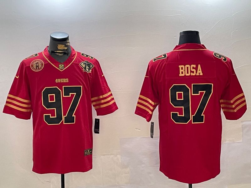 Men San Francisco 49ers #97 Bosa Red Gold 2024 Nike Limited NFL Jersey style 12304